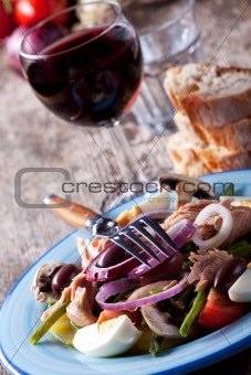 french salad nicoise on a plate