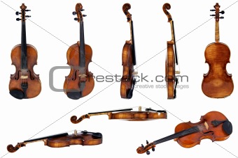 Old violin, isolated on a white background