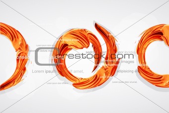 abstract orange swirl as a trace of paint brushes
