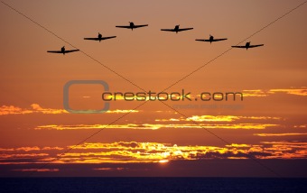 Airplanes at sunset