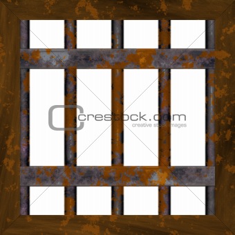 Rusty metal window frame
