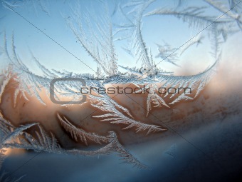 Frosty pattern on winter window