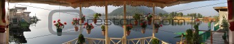 Panoramic view on Dal Lake from a houseboat