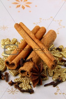 stick cinnamon, anise and cloves - spices Christmas