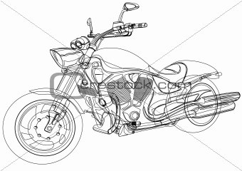 Vector drawing a big motorcycle