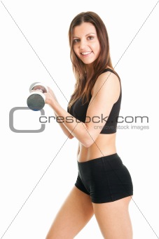Fitness woman exercising with dumpbells