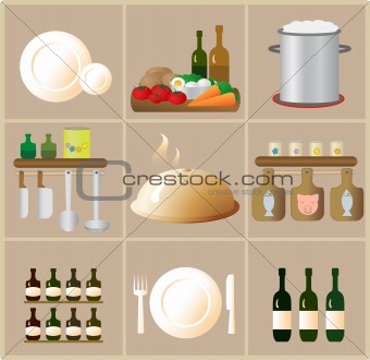 set of products and utensils