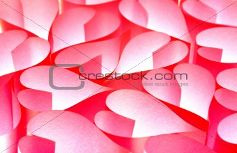Red paper hearts background