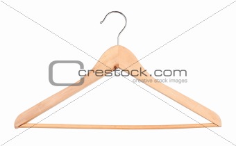 wooden hanger isolated over white background 