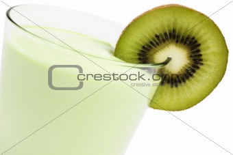 kiwi milkshake with a blade of kiwifruit