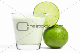 lime blade on a milkshake and lime aside