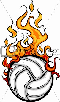 Volleyball Flaming Ball Vector Cartoon