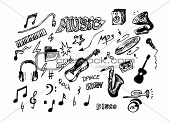 hand drawn music objects