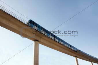 Elevated railway with train