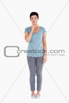 Doubtful woman posing