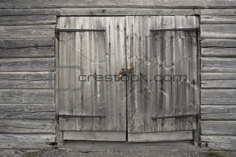 Old gray wooden door