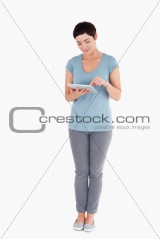 Woman using a tablet computer