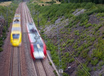 Red and yellow train