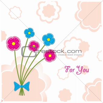 Plasticine flowers (postcard), vector illustration
