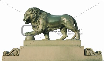 Lion sculpture in Saint Petersburg isolated on white