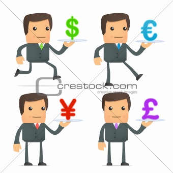 set of funny cartoon businessman in various poses for use in presentations, etc.