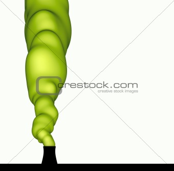 3d render of nuclear power-plant chimney with puffy green smoke 