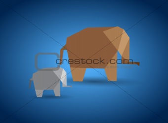 Vector Origami Elephant