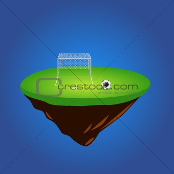 green grass island and soccer ball vector