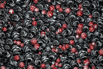 abstract textured marbles in black and red