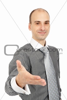 businessman giving hand for an handshake 