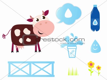 Cow, Milk and Dairy icons collection isolated on white
