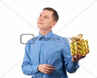 a young man offering a gift to you
