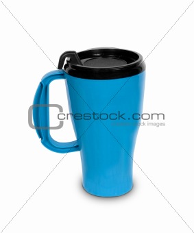 blue plastic mug