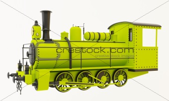 Green old steam train