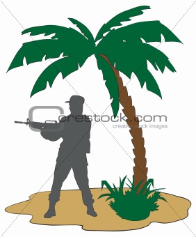 Soldier with a rifle in Africa