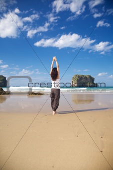 arms up woman in Ballota beach
