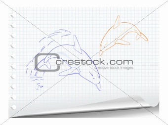 Sketchy illustration of dolphins