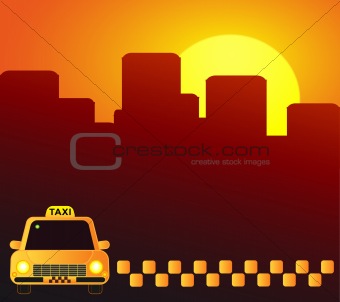 taxi car on urban background