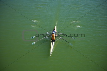rowing on green water