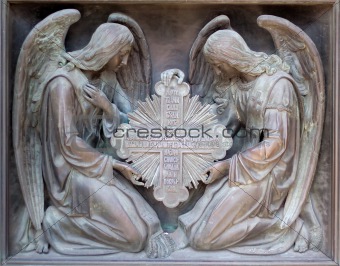Bas-reliefs of angels with cross