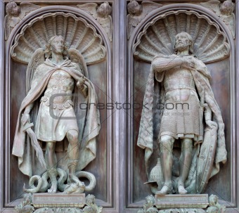 Bas-reliefs of archangel Michael and Alexander Nevsky