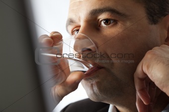 businessman drinking water
