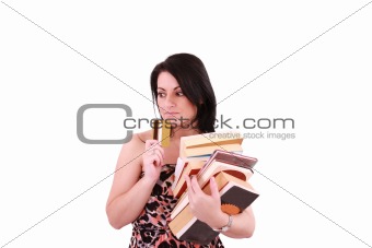 young woman paying high bills with credit card