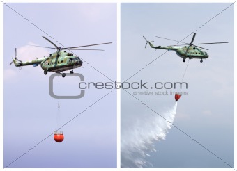 Helicopter extinguish fire