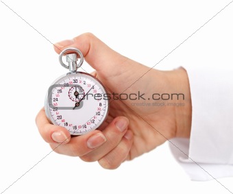 Woman hand with stopwatch