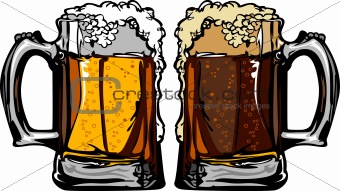 Beer or Root Beer Mugs Vector Images