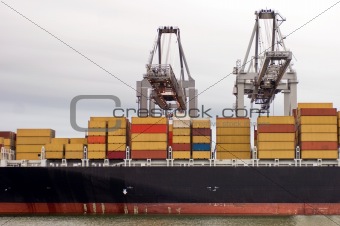 Containership being unloaded