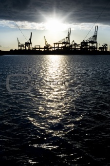 Industrial harbor silhouette