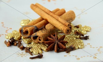 Stick cinnamon, anise and cloves - Christmas spices