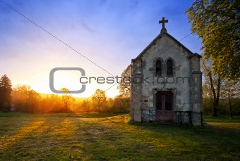 Chapel and sunset